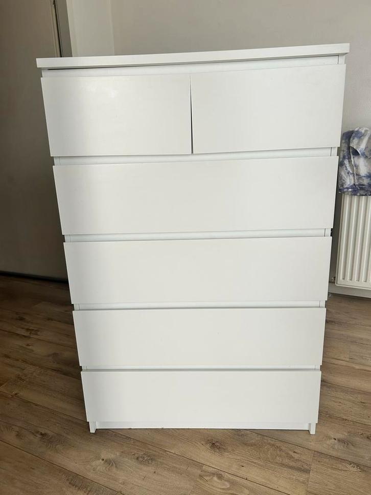 Ikea Malm ladekast wit - 6 lades, Huis en Inrichting, Kasten | Kledingkasten, Zo goed als nieuw, 100 tot 150 cm, 50 tot 100 cm