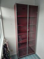 Rode boekenkast Ikea met glazen deuren, Huis en Inrichting, Kasten | Boekenkasten, Ophalen, 200 cm of meer, 50 tot 100 cm, 25 tot 50 cm