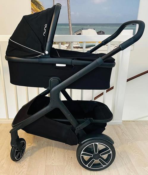 Nuna kinderwagen Demi Grow Caviar + reiswieg + regenhoes, Kinderen en Baby's, Kinderwagens en Combinaties, Zo goed als nieuw, Overige merken