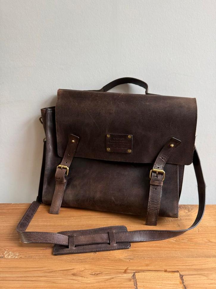 O My Bag Dirty Harry Schoudertas - Donkerbruin Leer, Sieraden, Tassen en Uiterlijk, Tassen | Schoudertassen, Zo goed als nieuw