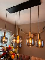 Hanglamp met 5 glazen kappen, Huis en Inrichting, Lampen | Hanglampen, Glas, Zo goed als nieuw, Ophalen