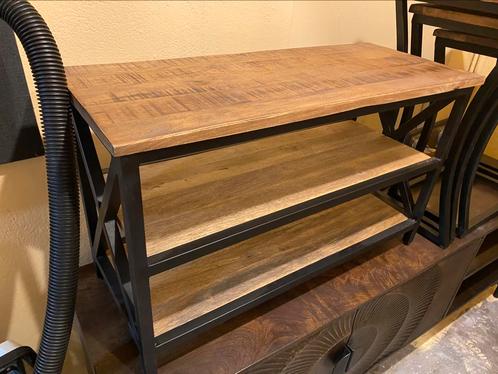 Schoenen rek bankje 77x45 mangohout metaal, Huis en Inrichting, Kasten | Schoenenrekken, Nieuw, Ophalen