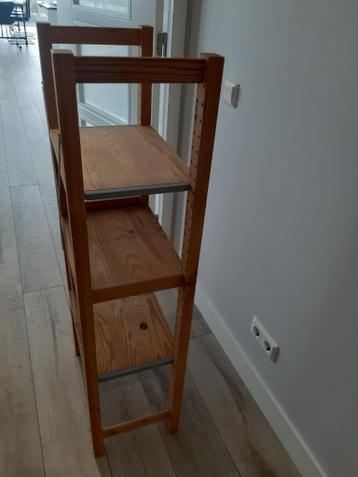 Ikea Rek, Ivar, massief grenen bestaande uit 3 delen, boeken - afbeelding 4