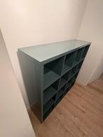 Grijze blauwe Kallax kast - 4x4 vakken, Ophalen, Met plank(en), Kunststof, Gebruikt