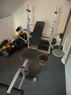 Stevige Halterbank + Zelfgebouwd Gewicht (±30 kg), Ophalen, Gebruikt, Fitnessbank