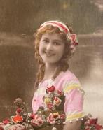 fr 1922 meisje lang haar pijpenkrul mand bloemen, Verzenden, 1920 tot 1940, Gelopen, Overige thema's