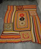Vintage sprei/deken gekleurde gehaakte flower power 230x160, Ophalen of Verzenden, Zo goed als nieuw
