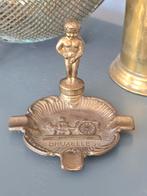 Antiek koperen asbakje met mannetje pies Bruxxelles €12, Ophalen of Verzenden, Koper