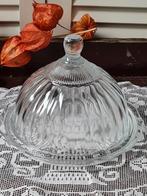 Vintage Kaasstolp Persglas met Onderbord, Ophalen of Verzenden