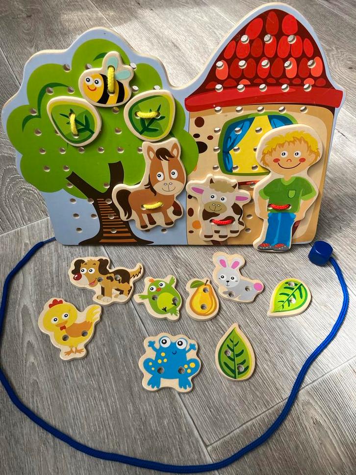 Houten Rijgspeelgoed - Educatief & Leuk!, Kinderen en Baby's, Speelgoed | Educatief en Creatief, Zo goed als nieuw, Knutselen