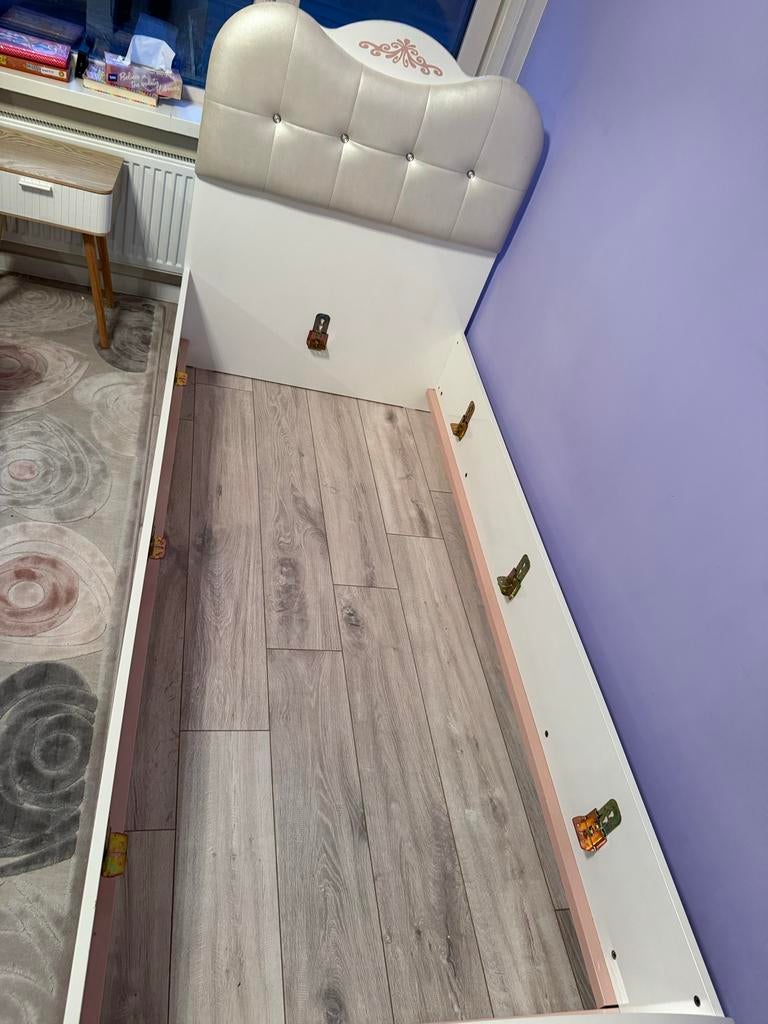 Meisjes Prinsesbed en kast Istikbal, 90 cm, Eenpersoons, Wit, Ophalen of Verzenden
