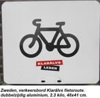 ZWEEDS verkeersbord, toeristisch fietspad, 48x41 CM, alu., Verzamelen, Ophalen of Verzenden