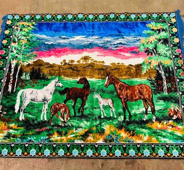 Velvet wandkleed met paarden 150/119 beschikbaar voor biedingen