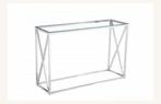 sidetable met glas van zilver, Huis en Inrichting, Tafels | Sidetables, Ophalen, 100 tot 150 cm, Glas, Zo goed als nieuw