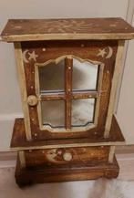 Vintage antiek houten kastje met spiegel en lade, Ophalen of Verzenden