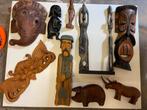 Lot Antiek Vintahe houtsnijwerken kunst art beeld masker etc, Ophalen of Verzenden
