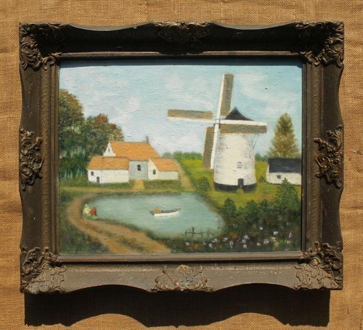 olieverf schilderij XIII  Witte molen, Antiek en Kunst, Kunst | Schilderijen | Klassiek, Ophalen