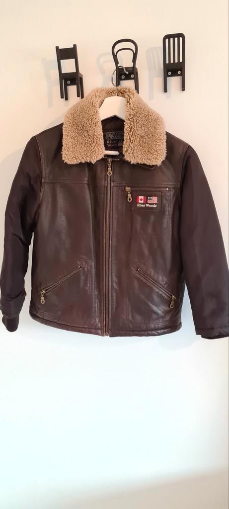 River Woods jas met leren accenten, Kinderen en Baby's, Kinderkleding | Maat 140, Gebruikt, Jongen, Jas, Ophalen of Verzenden