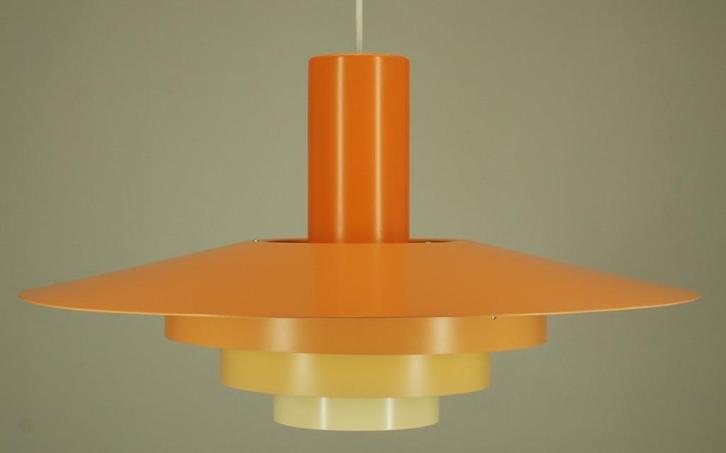 Vintage 1970's groot formaat, Ø 60 cm. Deense hanglamp, Huis en Inrichting, Lampen | Hanglampen, Zo goed als nieuw, 50 tot 75 cm