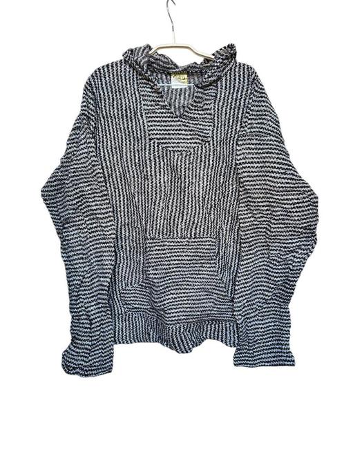 Vintage Baja Hoodie Maat XL Zwart Wit Streep Gebreid Frank’s, Kleding | Dames, Truien en Vesten, Gedragen, Maat 46/48 (XL) of groter