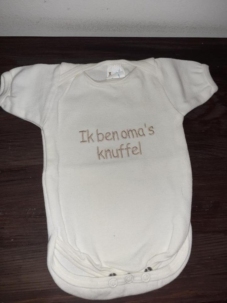 6 X Romper met Tekst mt 56 + 1x shirt mt 62, Kinderen en Baby's, Babykleding | Maat 56, Zo goed als nieuw, Jongetje of Meisje