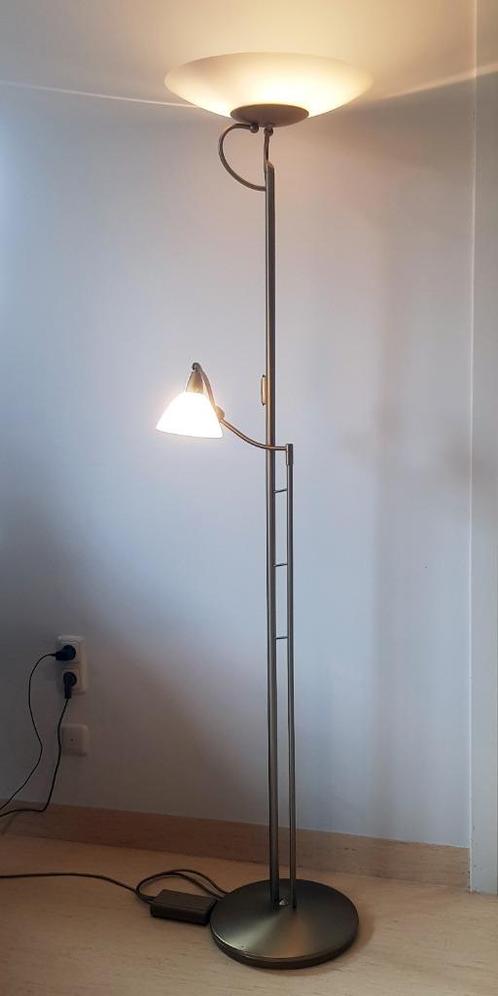 Vloerlamp dimbaar 250W met leeslamp 50W  - uplighter staand, Huis en Inrichting, Lampen | Vloerlampen, Gebruikt, 150 tot 200 cm