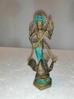 Antiek standbeeld van een bronzen boeddha op een Thaise gans, Ophalen of Verzenden, Zo goed als nieuw