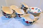 Oud Boerenbont Theekoppen en Melkkannetje, Huis en Inrichting, Gebruikt, Ophalen of Verzenden, Kop(pen) en/of Schotel(s), Aardewerk