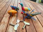 Vintage retro blikken speelgoed vogels met doosje, Ophalen of Verzenden