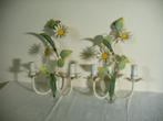 2 identieke vintage wandlampjes met margrieten, Ophalen of Verzenden, Gebruikt, Metaal, Retro