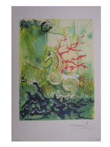 Salvador Dalí (1904) Lithografie " Chevaux Neptune " Ges Gel beschikbaar voor biedingen