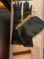 Vintage Set: Tasje, Handschoenen & Choker - Nieuwstaat!, Ophalen of Verzenden, Zo goed als nieuw, Zwart, Avondtasje