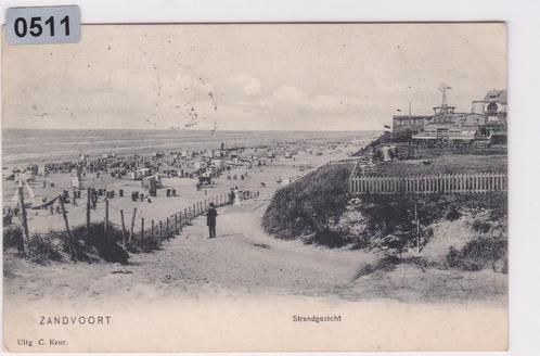 150511 Strandgezicht Zandvoort gelopen zeer oude kaart 1907, Verzamelen, Ansichtkaarten | Nederland, Gelopen, Noord-Holland, Voor 1920