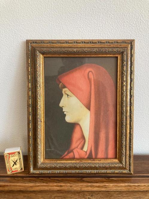 Rode Fabiola Jean-Jacques Henner goudkleurig barok lijstje, Antiek en Kunst, Kunst | Schilderijen | Klassiek, Ophalen of Verzenden