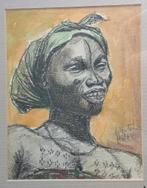 Portret Aquarel met krijt 1964  Veilinghuis nummer, Antiek en Kunst, Kunst | Tekeningen en Foto's, Ophalen of Verzenden