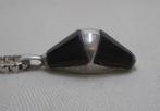 Zilveren ketting met hanger onyx nr.1121, Met hanger, Verzenden, Zo goed als nieuw, Zilver