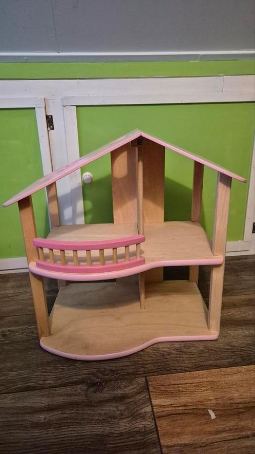 Houten poppenhuis met meubels, Kinderen en Baby's, Speelgoed | Poppenhuizen, Gebruikt, Poppenhuis, Ophalen