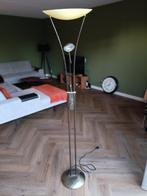 Staande lamp met leeslamp, Huis en Inrichting, Lampen | Vloerlampen, Ophalen, Gebruikt, Glas, 150 tot 200 cm