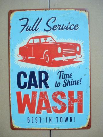 NIEUW - metalen tekstbord - Car Wash - blauw - H30xB20 beschikbaar voor biedingen