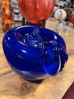 Kobaltblauwe glazen design appel,hoog 13 cm,doorsnee 15,5 cm, Antiek en Kunst, Ophalen of Verzenden