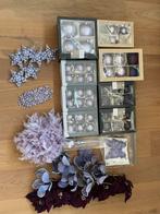 Kerstversiering, glazen kerstballen, kerstbloemen, paars, Diversen, Kerst, Ophalen of Verzenden, Zo goed als nieuw