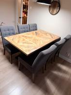 Mango hout eettafel met urban sofa stoelen, Huis en Inrichting, Ophalen, Zo goed als nieuw, 4 tot 6 stoelen