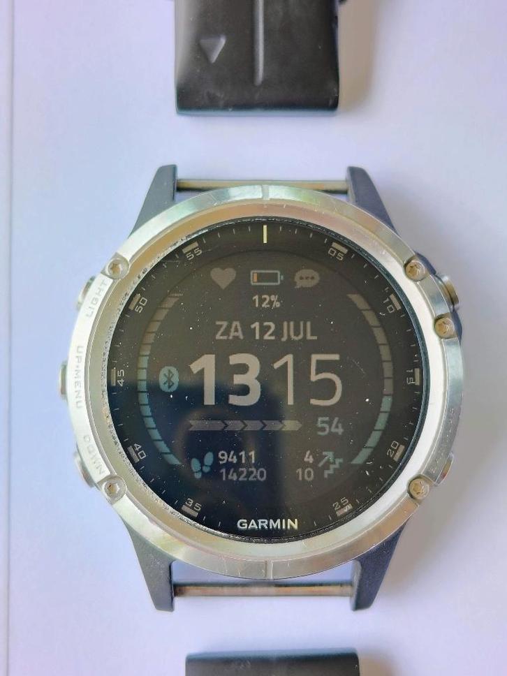 Garmin Fenix 5 Plus Multisport horloge (47mm), Sieraden, Tassen en Uiterlijk, Sporthorloges, Gebruikt, Android, Zwart, Afstand