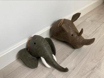 Olifant en neushoorn wandversiering kinderkamer  beschikbaar voor biedingen