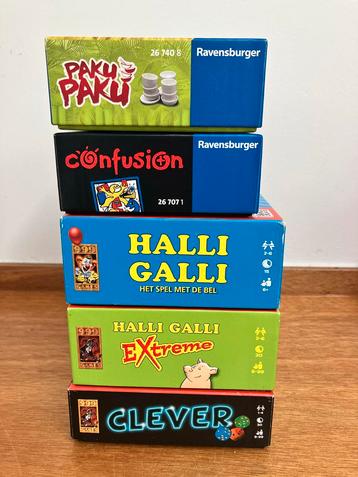Spelletjes: Halli Galli, Clever, Confusion, Paku Paku beschikbaar voor biedingen