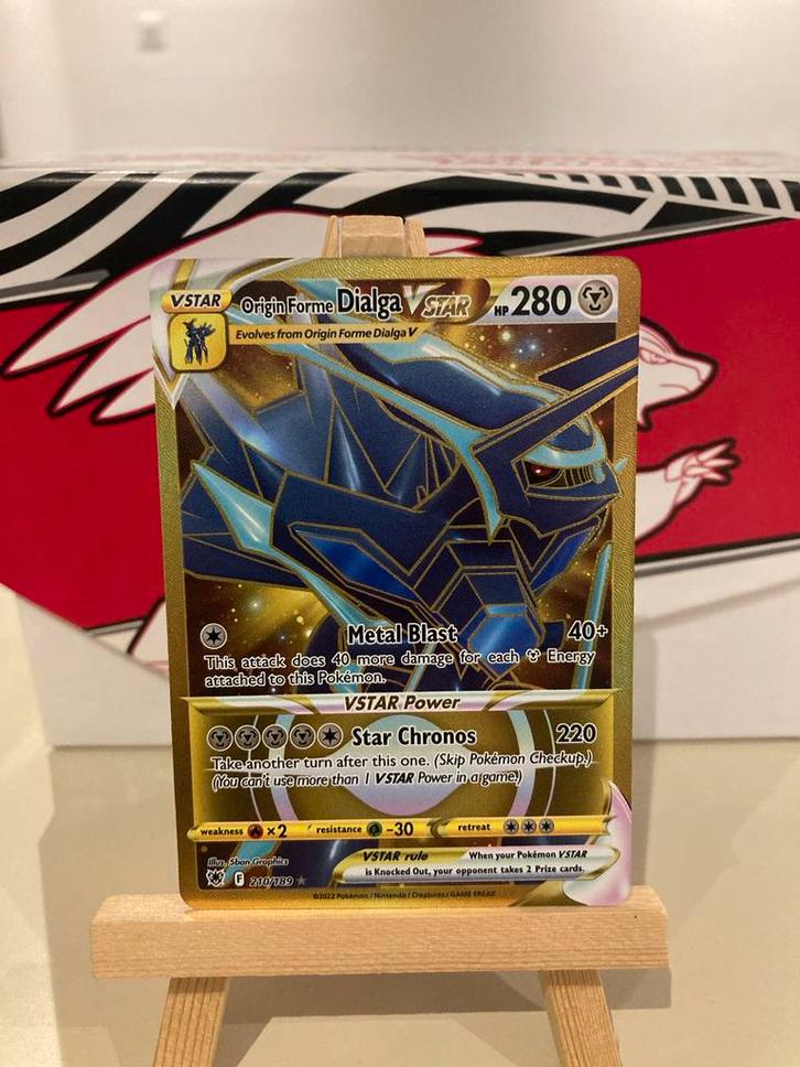 Origin Forme Dialga VSTAR - Gouden Kaart!, Hobby en Vrije tijd, Verzamelkaartspellen | Pokémon, Zo goed als nieuw, Losse kaart