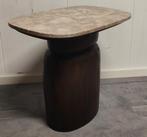 Bijzettafel Silva bruin marmer ovaal. 56 cm, Silva, Info@meubeloutletmeppel.nl, 55 tot 75 cm, Zo goed als nieuw