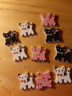 10 houten knoopjes poesje 2,4 x 2,4 cm, Verzenden, Nieuw, Materiaal