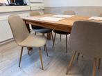 Houten eettafel met 6 stoelen - Taupe, Huis en Inrichting, Tafels | Eettafels, Ophalen, Gebruikt, 200 cm of meer, 50 tot 100 cm
