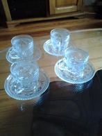 Antieke kristallen kop en schotels 4 stuks, Antiek en Kunst, Ophalen